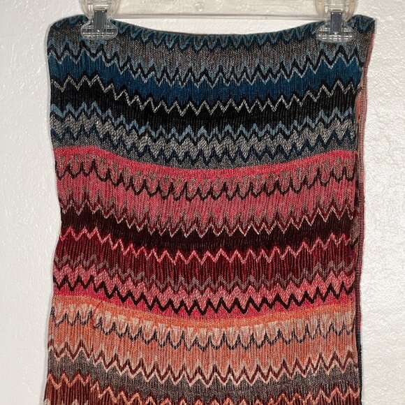 2 Chic Multicolor Chevron Pattern Fringe Scarf Acrylic Soft Lightweight Stretch - Picture 4 of 16